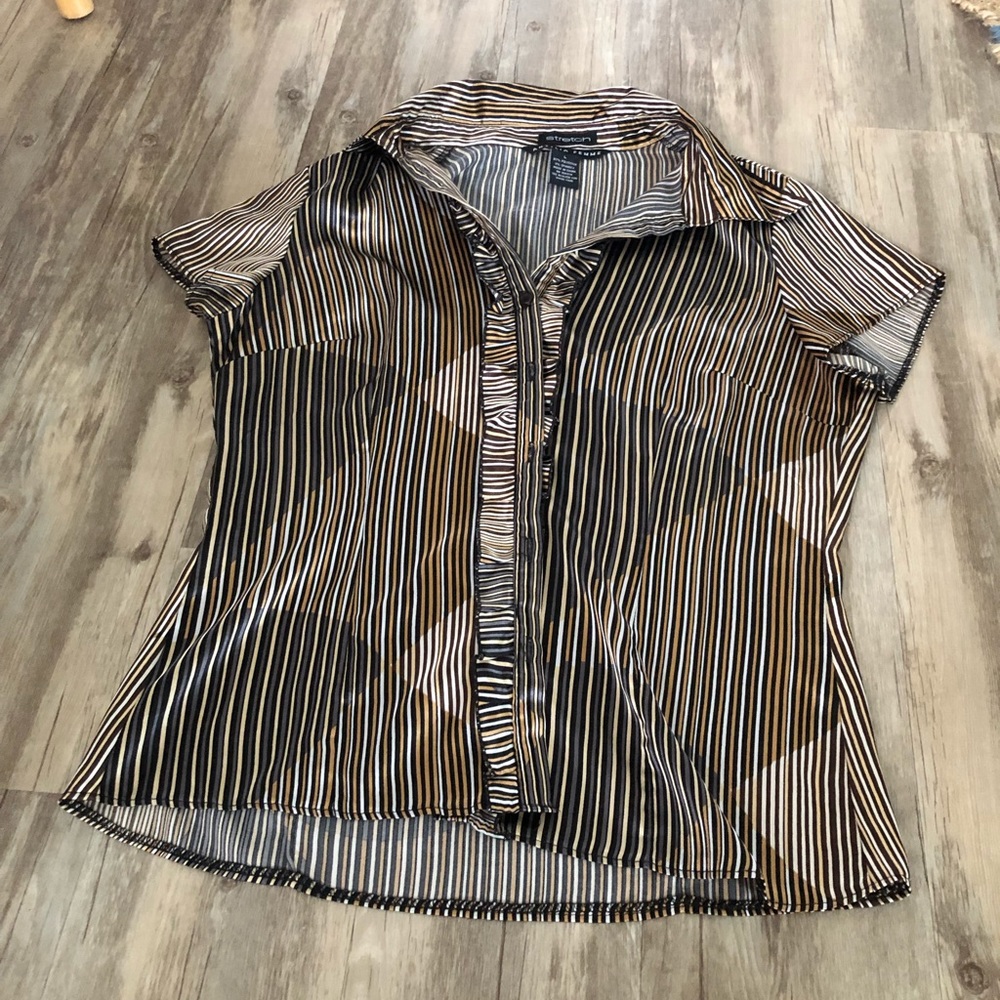 Antilia Femme striped cap sleeve casual shirt
